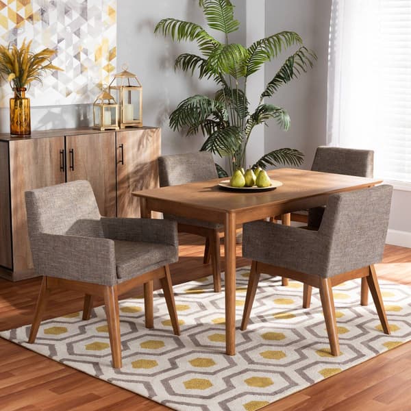 Baxton Studio Dorina Mid-Century Modern Fabric 5-Piece Dining Set