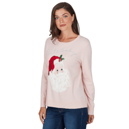 Womens Ruby Rd. Happy Holidays Santa Baby Christmas Sweater