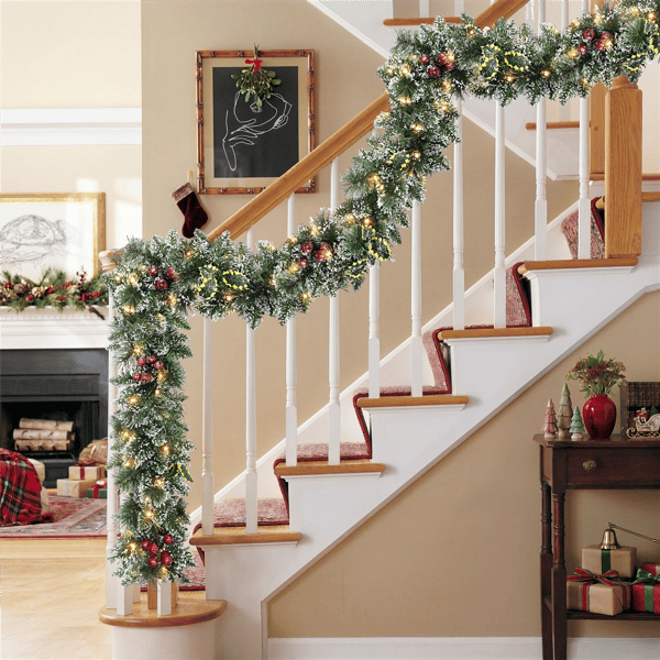 Puleo International 20ft LED Adorned Snowy Silverton Pine Garland