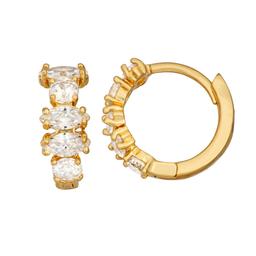 Napier 0.5in. Gold-Tone Crystal Hoop w/ Stones Earrings