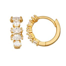 Napier 0.5in. Gold-Tone Crystal Hoop w/ Stones Earrings