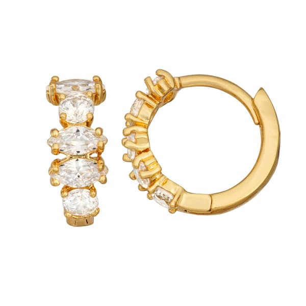 Napier 0.5in. Gold-Tone Crystal Hoop w/ Stones Earrings - image 