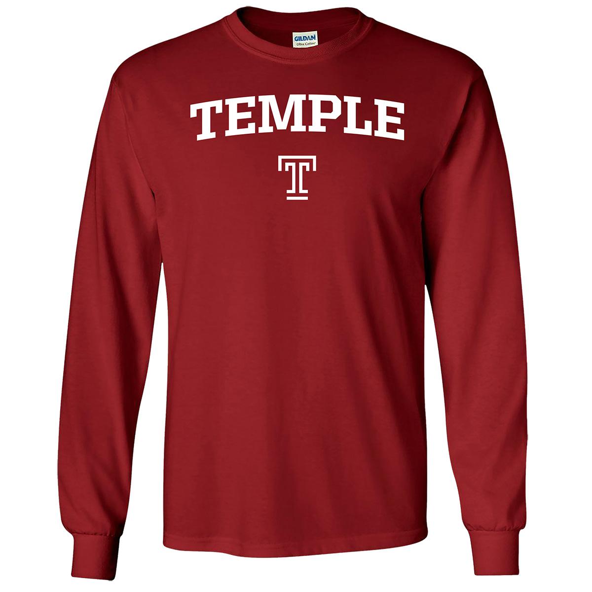 Mens Temple Pride Mascot Long Sleeve Tee