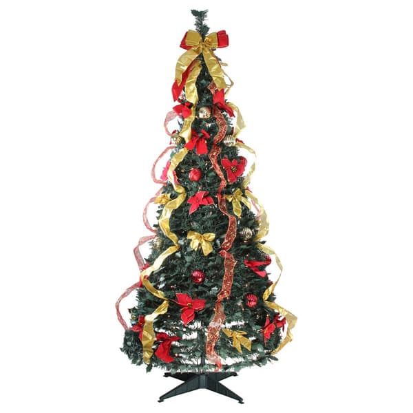 Northlight 6ft. Gold and Red Pop-Up Artificial Christmas Tree