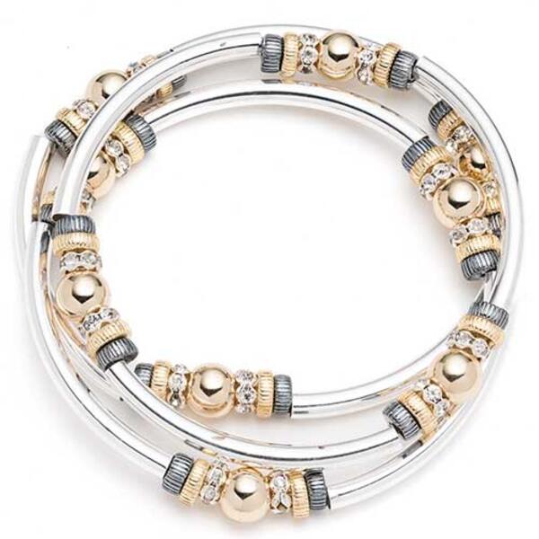 Nine West Tri-Tone Set of 3 Stretch Bracelets - image 