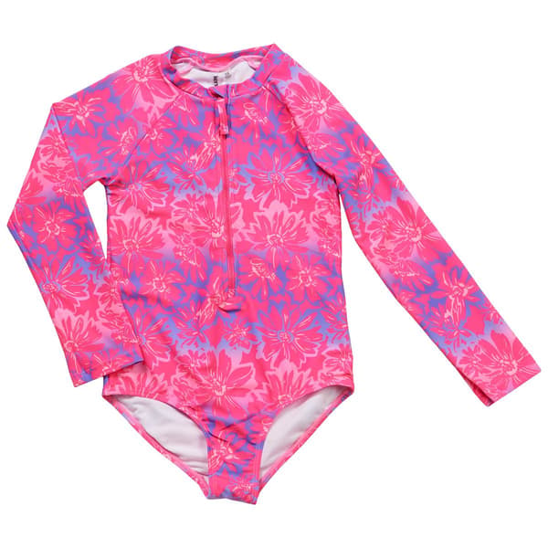 Girls (7-16) Kensie Girl Ombre Floral 1pc. Rashguard Swimsuit - image 