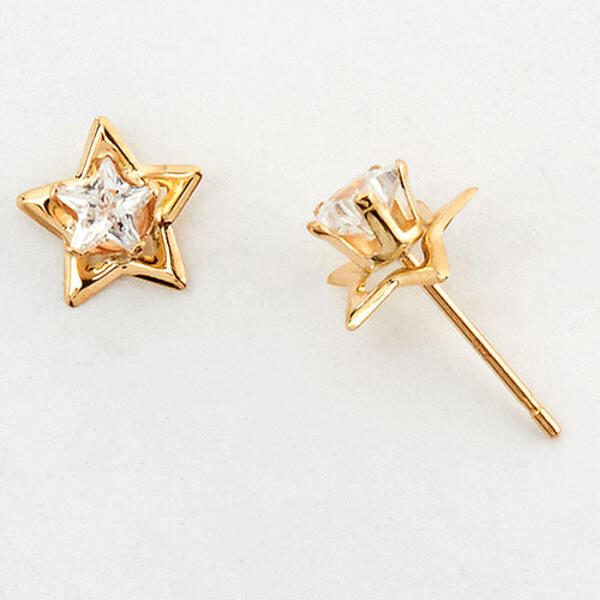 10kt. Yellow Gold Cubic Zirconia Star Earrings - image 