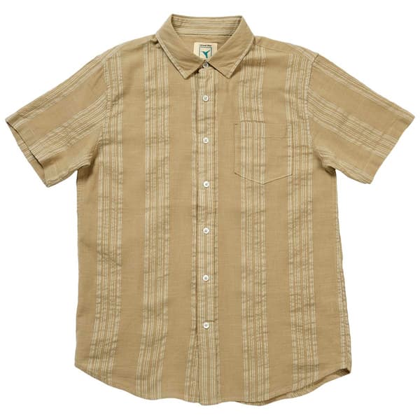 Mens Natural Blue by Visitor Vertical Striped Button Down Shirt