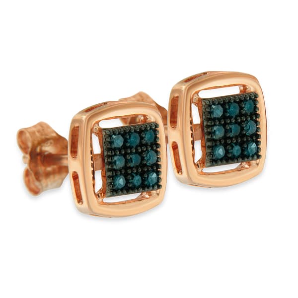 Radiant Rainbow™ Rose Gold 1/4ctw. Blue Diamond Stud Earrings
