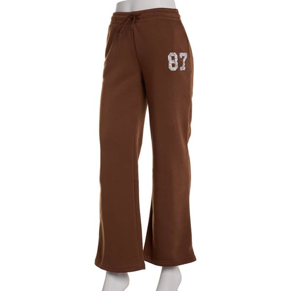 Juniors No Comment Fleece Wide Leg 87 Graphic Sweatpants - image 