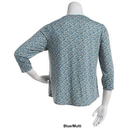 Womens Hasting & Smith 3/4 Sleeve Flower Pattern Henley Top