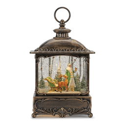 Melrose LED Snow Globe Lantern with Santa & Woodland Animals