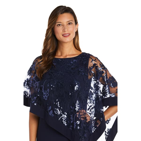 Womens R&amp;M Richards One Piece Sequin Lace Poncho Dress