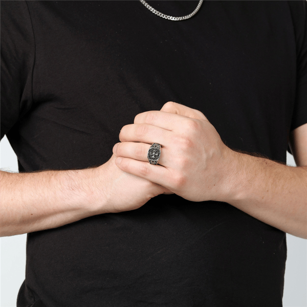 Mens Lynx Stainless Steel Warrior Pattern Ring