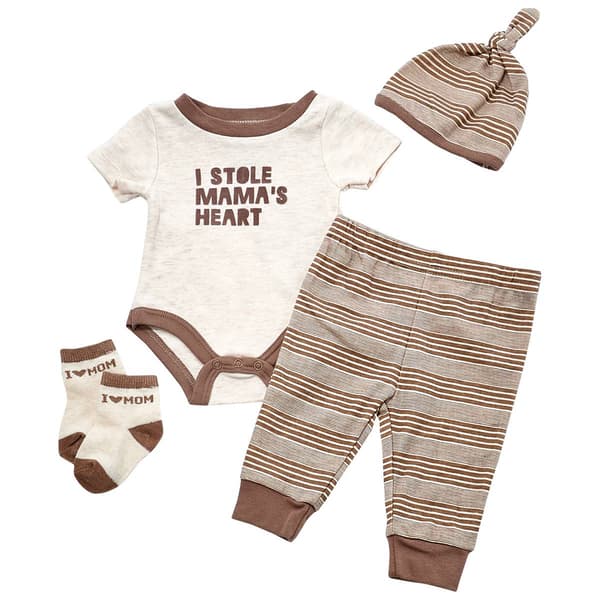 Baby Boy (3-9M) Baby Essentials Moms Heart Bodysuit Pant Set - image 