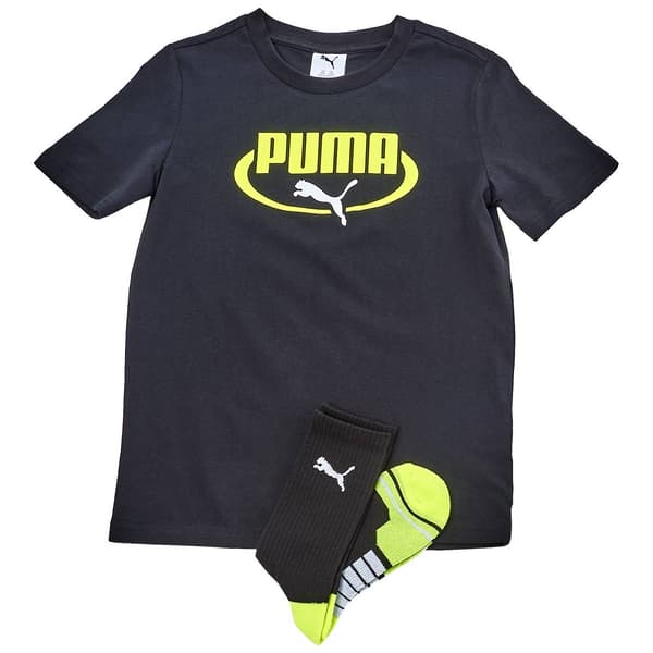 Boys (8-20) Puma(R) Tee & Crew Socks Set - Black - image 