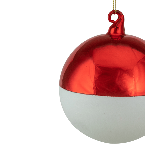 Northlight Red & White 2-Finish Christmas Glass Ball Ornament