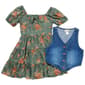 Girls &#40;7-16&#41; Rare Editions Floral Lurex Tiered Dress & Vest - image 3