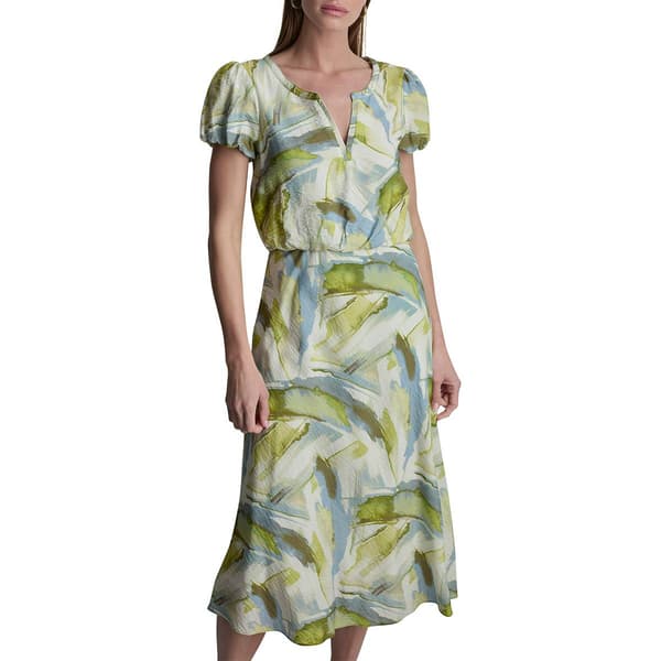 Womens DKNY Short Sleeve Watercolor Blouson Dress