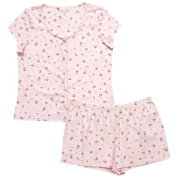 Womens Laura Ashley(R) Cherries & Hearts Pajamas Set