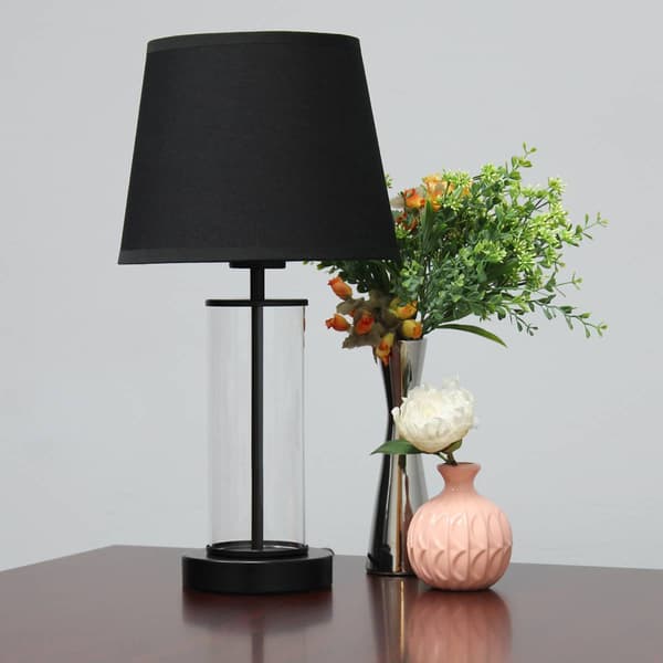Simple Designs Encased Metal & Clear Glass Table Lamp