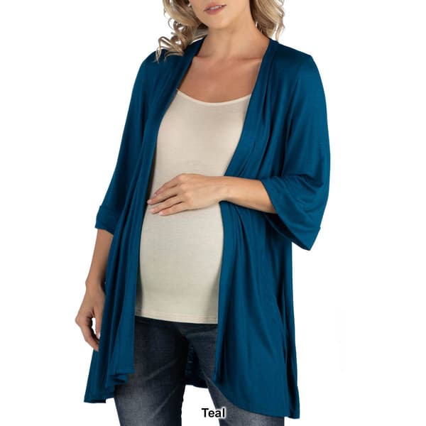 Plus Size 24/7 Comfort Apparel Open Front Maternity Cardigan