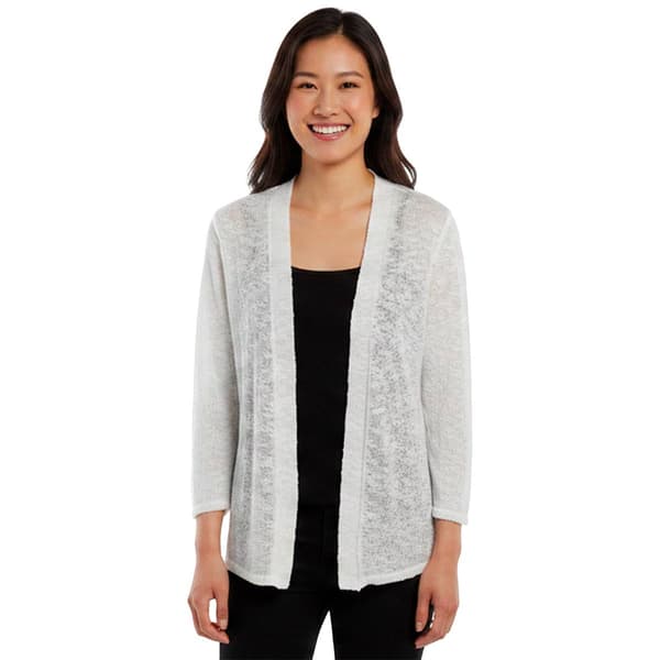 Womens Kasper Long Sleeve Open Textured Slub Cardigan - image 