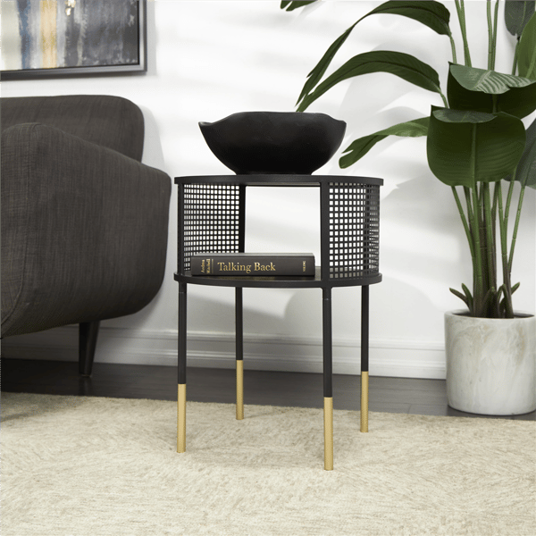9th & Pike® Contemporary Black Metal Accent Table