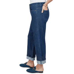 Plus Size Ruby Rd. Game of Luxe Pinstripe Wide Cuff Jeans