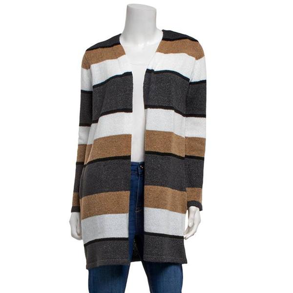 Womens By Design Long Sleeve Color Block Stripe Cardigan - image 
