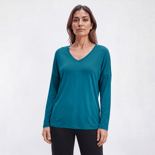 Womens MUK LUKS® Long Sleeve Cloud Knit V-Neck Pajama Tee