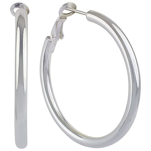 Silver Plated Clutchless Tube Hoop Earrings - image 