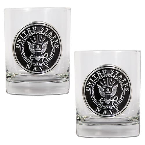 U.S. Navy Silver Emblem Rocks Glass Set - image 