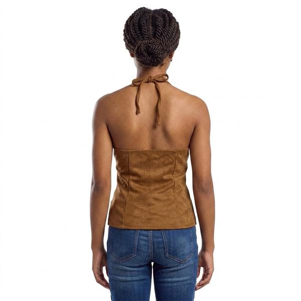 Juniors Madden Girl Knit Suede Studded Halter Top