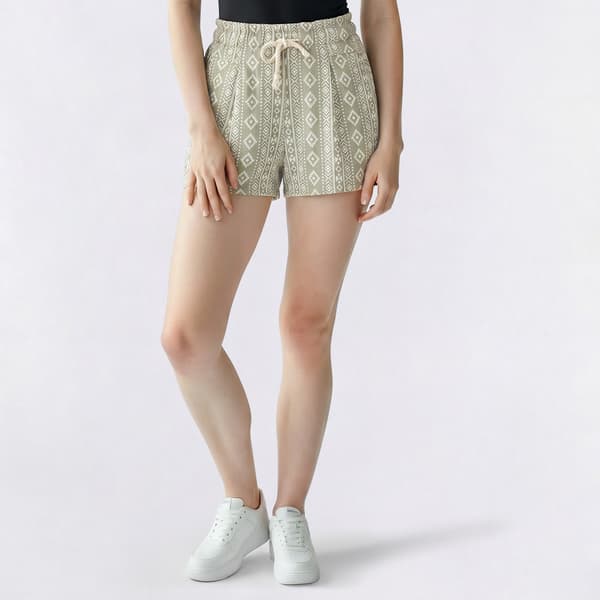 Juniors Derek Heart Aztec Yum Paper Bag Rope Belt Shorts-Seagrass