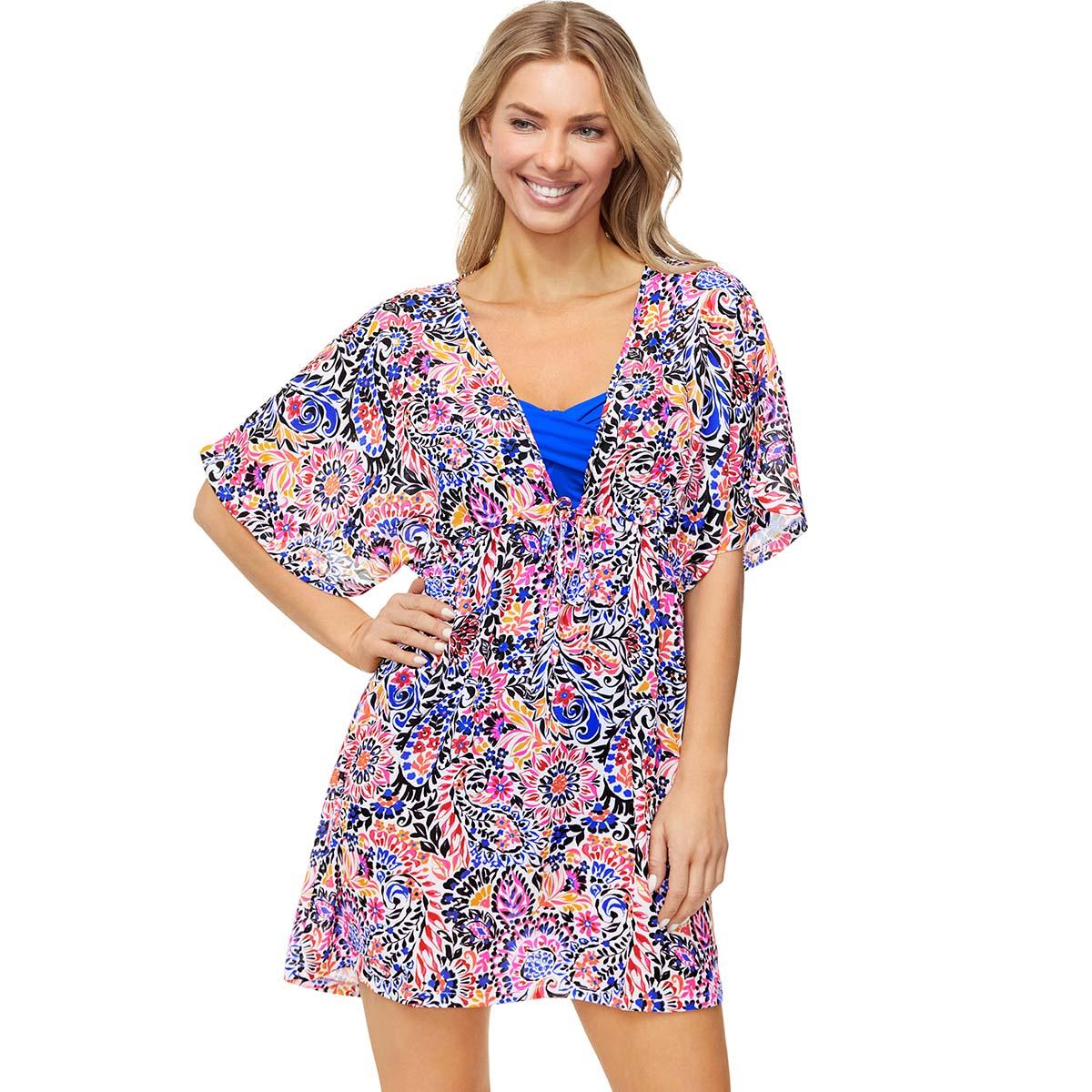 Womens Leilani Santorini Sunrise Breezy Caftan Swim Cover-Up