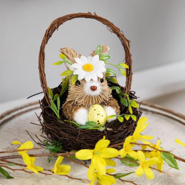 Northlight Seasonal Twig Basket with Rabbit Easter D&#233;cor