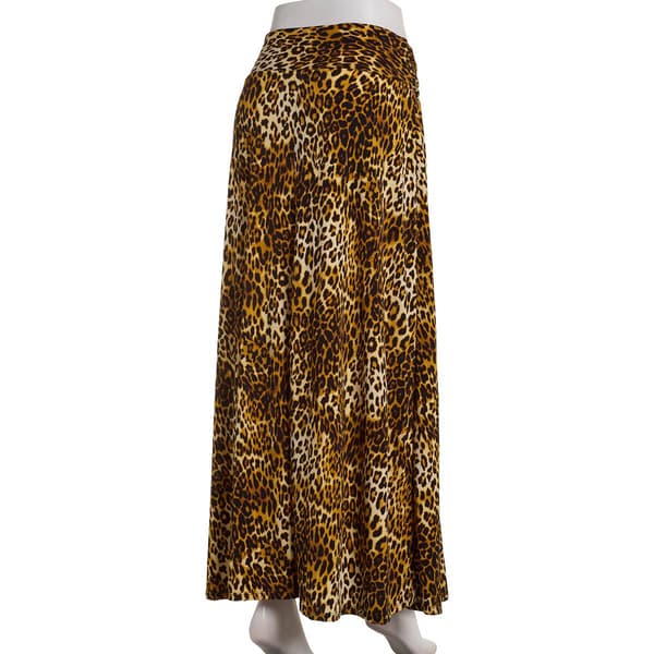 Womens NY Collection Long Leopard ITY Skirt - Tawny Leospots