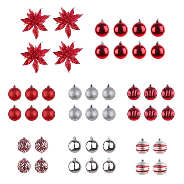 National Tree 40pc. Red Shatterproof Bauble Ornaments