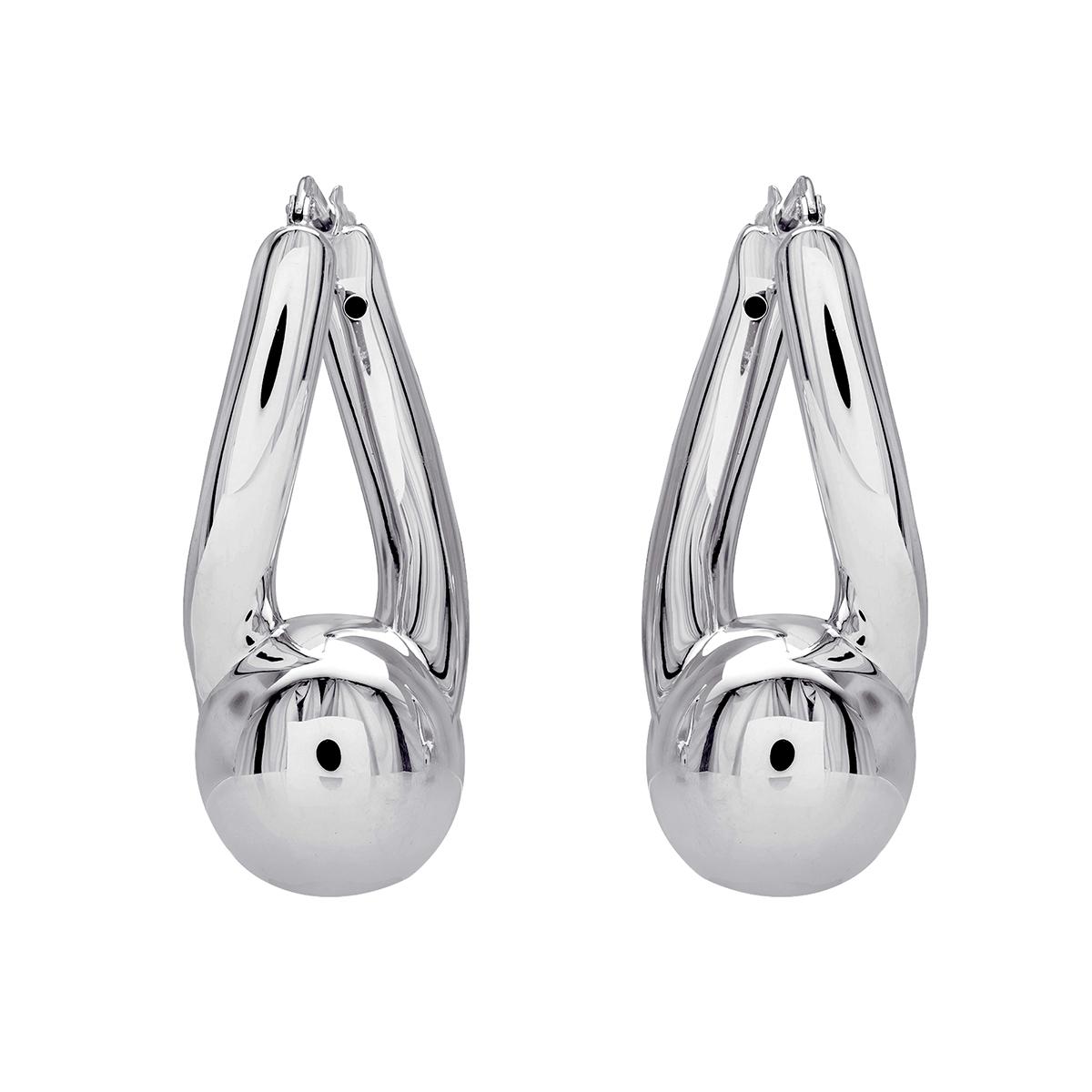 Ellen Tracy Sterling Silver Bead Hoop Earrings