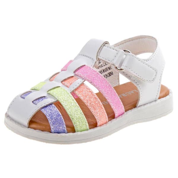 Little Girls Laura Ashley&#40;R&#41; Colorful Hook and Loop Sandals - image 