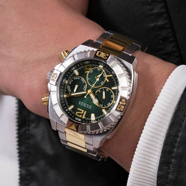 Mens GUESS Two-Tone Multi Function Watch - GW0800G1