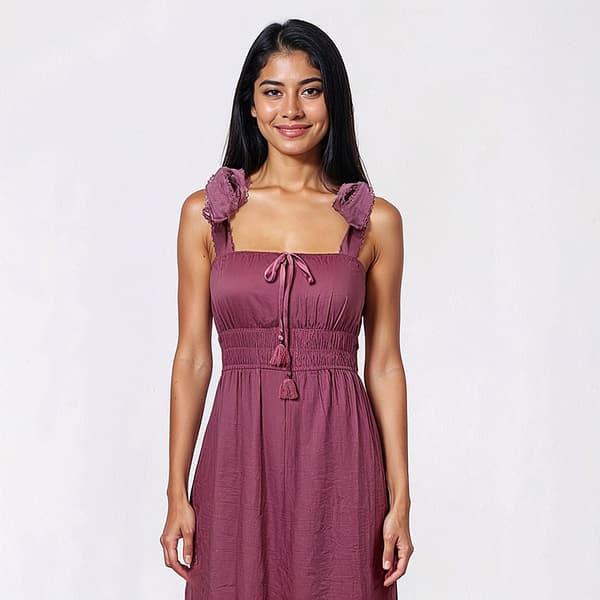 Juniors Trixxi Linen Tie Shoulder Midi Dress
