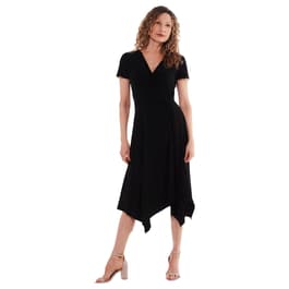 Womens Perceptions Short Sleeve Side Knot Solid Dress