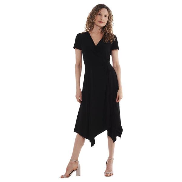 Womens Perceptions Short Sleeve Side Knot Solid Dress - image 