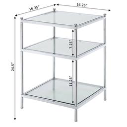 Convenience Concepts Royal Crest 3 Tier Glass End Table