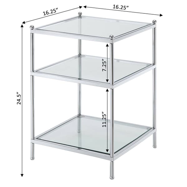 Convenience Concepts Royal Crest 3 Tier Glass End Table