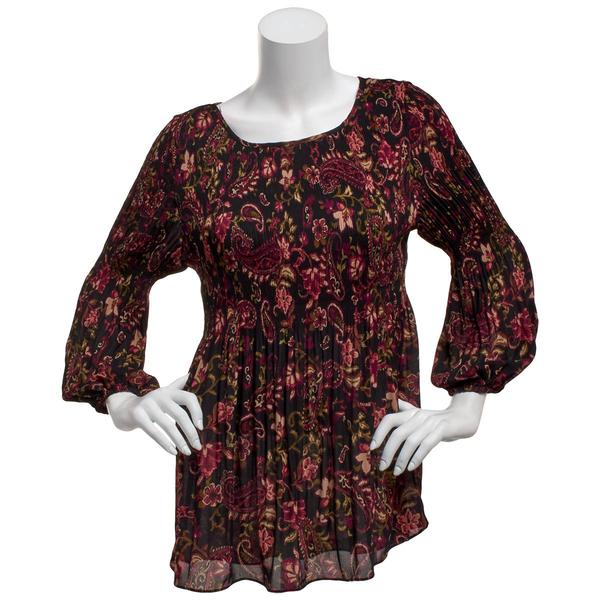 Womens Floral & Ivy Crew Neck Paisley Pleater Blouse - image 