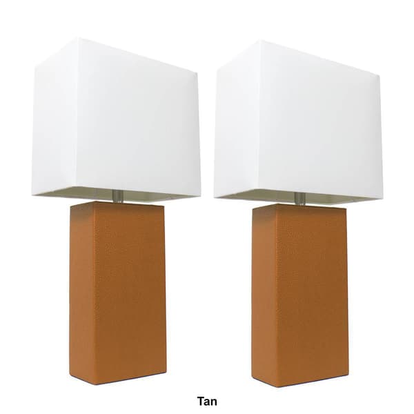 Elegant Designs&#8482; Modern Leather Table Lamps - Set of 2