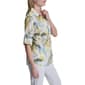 Womens DKNY Roll Tab Sleeve Abstract Button Down Blouse - image 3